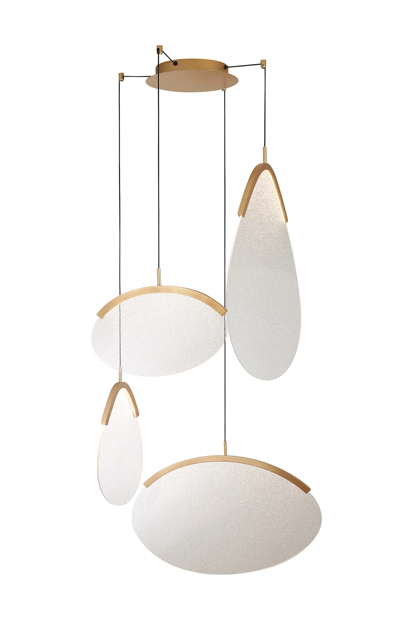 M9646  Oasis 70cm 4 Light Pendant, 54W LED, 3000K, Triac Dimmable, Gold